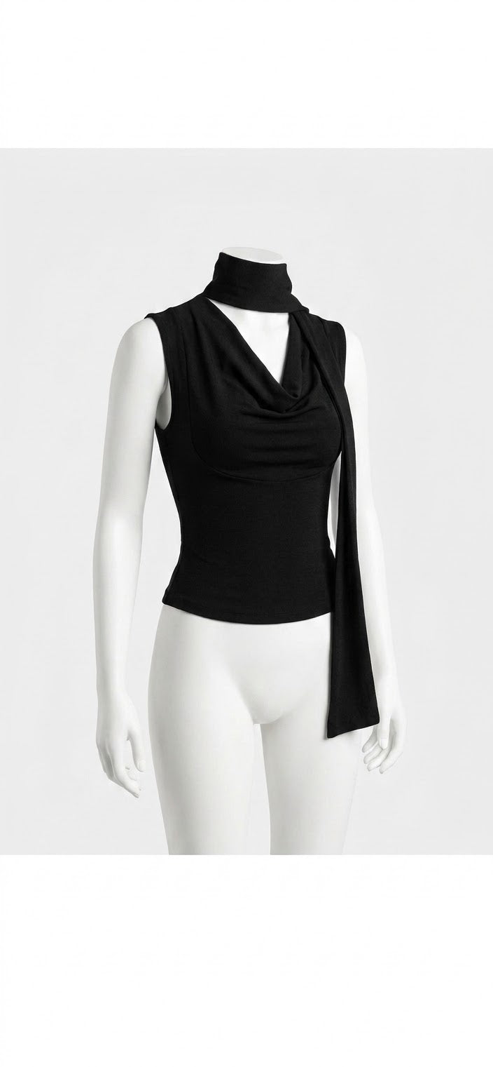 Top de tirantes sin mangas para mujer con cuello en V, liso, ajuste ceñido, tejido de punto elegante y estilo urbano de verano.