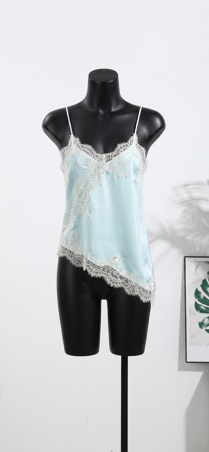Top entallado de tirantes con encaje para mujer, transparente, escote en V, espalda descubierta, sin mangas, novedad de otoño 2026, estilo urbano unicolor.