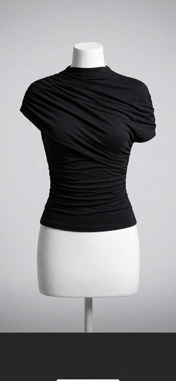 Top corto fruncido para mujer, camiseta elegante entallada con cierre y estilo corsé (Blanca / Negra)