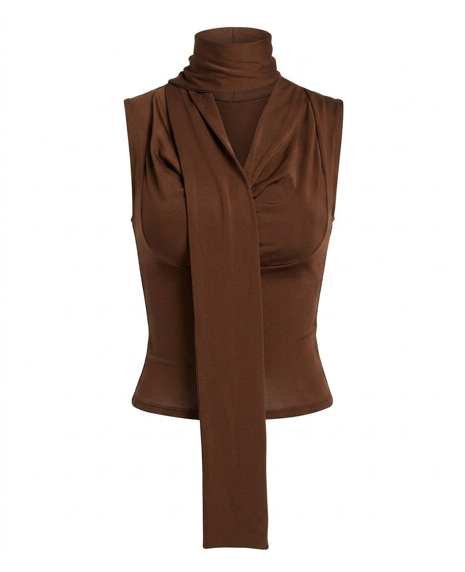 Top de tirantes sin mangas para mujer con cuello en V, liso, ajuste ceñido, tejido de punto elegante y estilo urbano de verano.