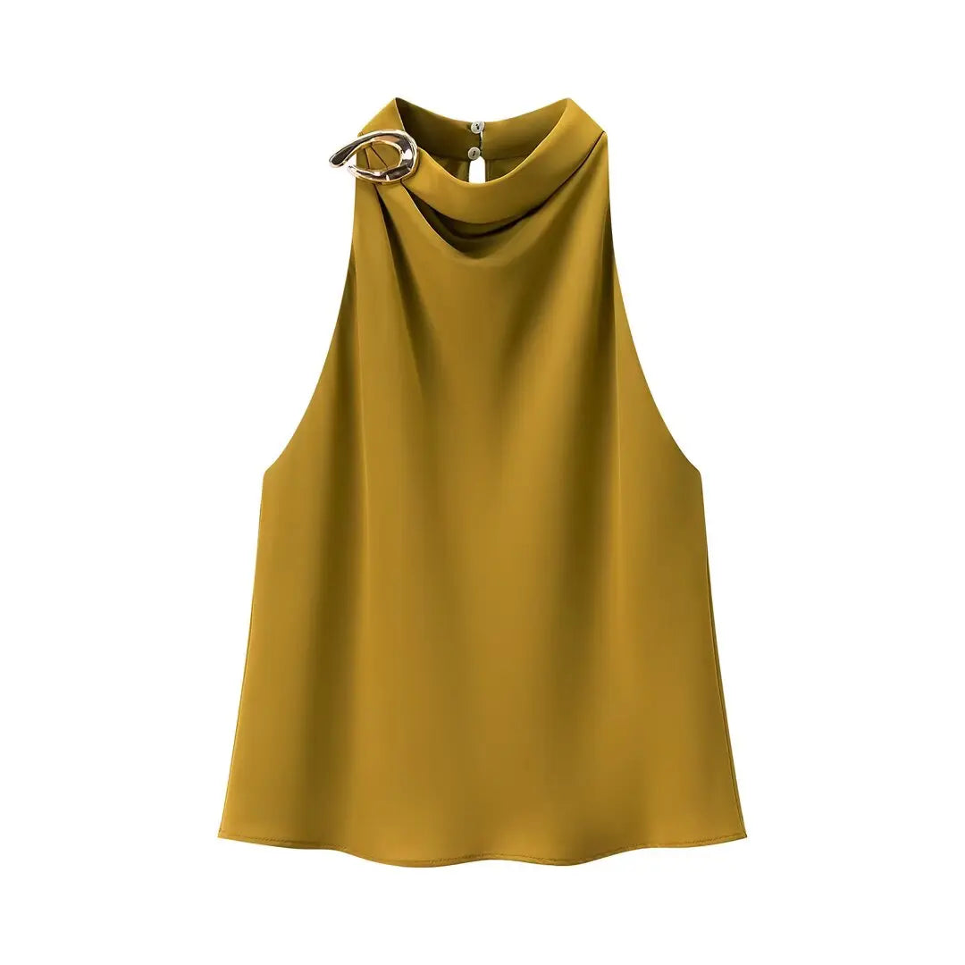 Tops de satén CharmChant para mujer, primavera/verano 2026, estilo corto (cropped), moda Harajuku Y2K, blusa sin mangas elegante y chic para mujer.