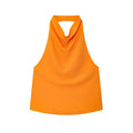 Top de satén con cuello halter y espalda descubierta para mujer (2026) – Camiseta de verano con hombros descubiertos.